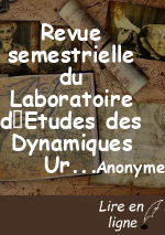 Revue semestrielle du Laboratoire dEtudes des Dynamiques Urbaines et Régionales (LEDUR)
